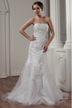 Soft Sweetheart A-Line Satin Sleeveless Lace Wedding Dresses 2030977