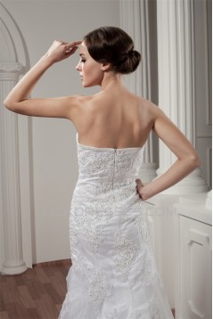 Soft Sweetheart A-Line Satin Sleeveless Lace Wedding Dresses 2030977