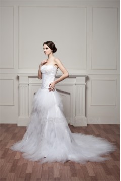 A-Line Strapless Princess Sleeveless Wedding Dresses 2030983