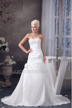 Satin Taffeta A-Line Strapless Wedding Dresses 2030984