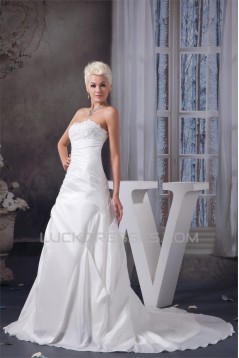 Satin Taffeta A-Line Strapless Wedding Dresses 2030984