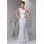 Beaded Straps Sleeveless Chiffon Sweep Train Wedding Dresses 2030988