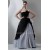 Strapless A-Line Sleeveless Satin Organza Black White Wedding Dresses 2030992