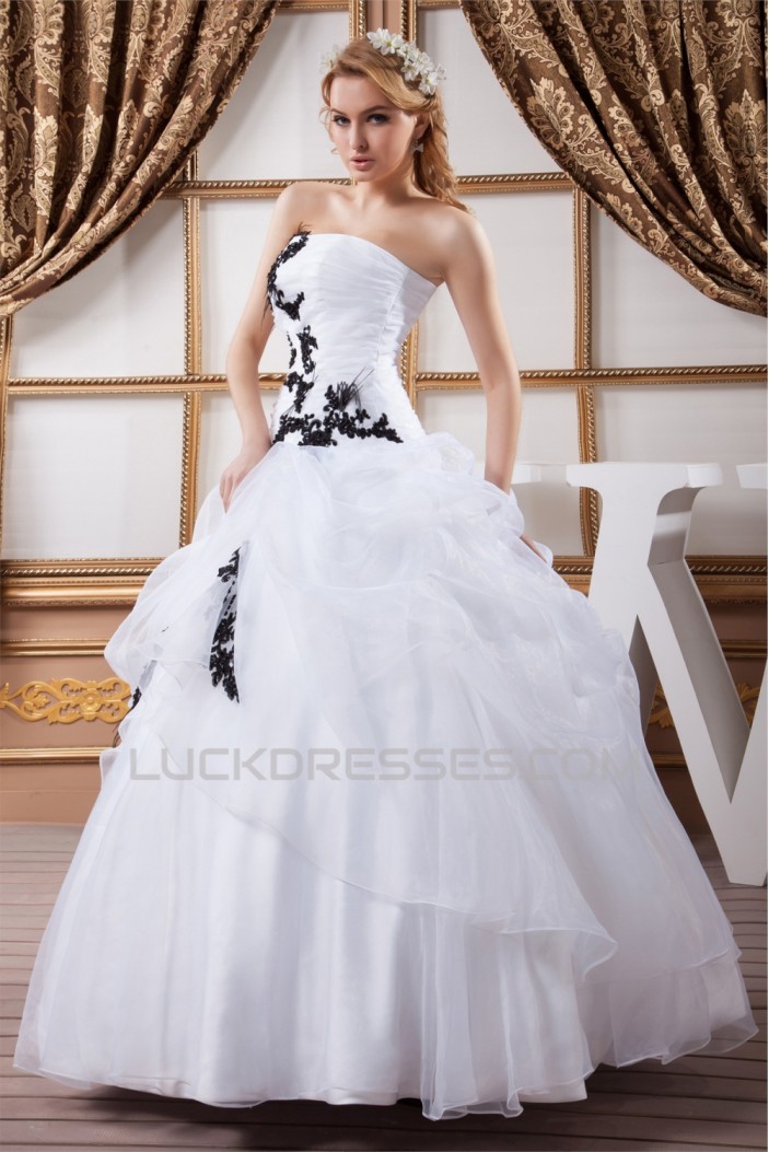 Strapless Ball Gown Sleeveless Satin Organza Beautiful Wedding Dresses 2030995