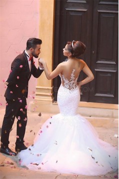 Mermaid Lace Straps Sleeveless Wedding Dresses Bridal Gowns 3030026