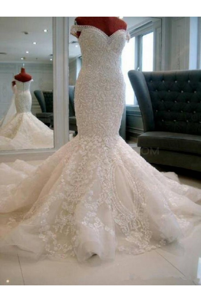 Mermaid Off-the-Shoulder Lace Wedding Dresses Bridal Gowns 3030036
