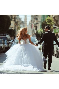 Crystal Tulle Ball Gown Wedding Dresses Bridal Gowns 3030049