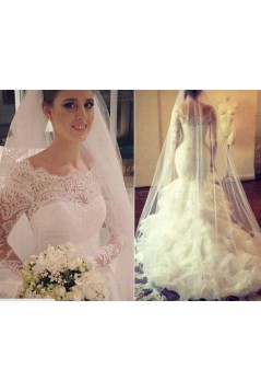 Long Sleeves Mermaid Lace Wedding Dresses Bridal Gowns 3030081