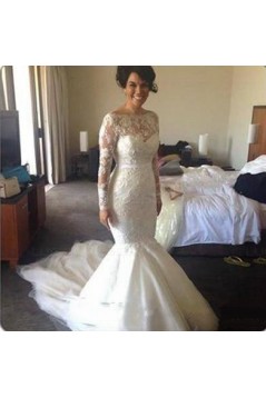 Long Sleeves Mermaid Lace Wedding Dresses Bridal Gowns 3030083