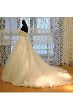 A-Line Sweetheart Crystal Lace Wedding Dresses Bridal Gowns 3030084