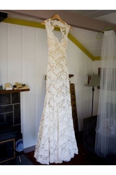 Sheath Open Back Lace Sleeveless Wedding Dresses Bridal Gowns 3030090