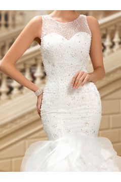 Mermaid Beaded Sleeveless Wedding Dresses Bridal Gowns 3030106