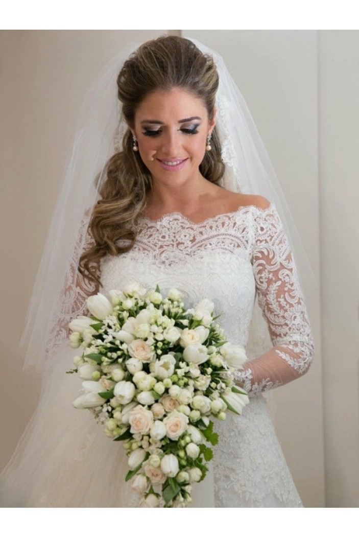 Long Sleeves Off-the-Shoulder Lace Wedding Dresses Bridal Gowns 3030110