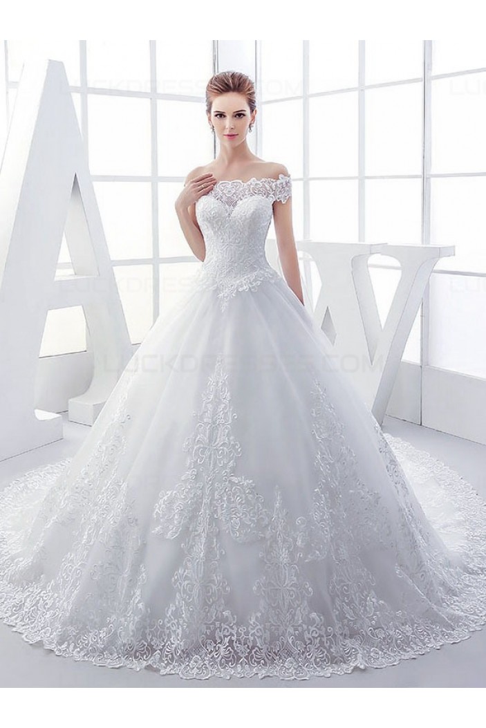 Lace Ball Gown Off-the-Shoulder Wedding Dresses Bridal Gowns 3030115