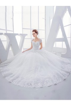 Lace Ball Gown Keyhole Back Sparkly Wedding Dresses Bridal Gowns 3030116