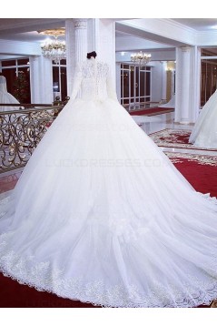 High Neck Long Sleeves Bridal Ball Gown Wedding Dresses Bridal Gowns 3030122