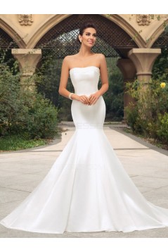 Simple Mermaid Strapless Wedding Dresses Bridal Gowns 3030139