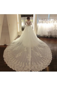 Long Sleeves Ball Gown Chapel Train Lace Wedding Dresses Bridal Gowns 3030149