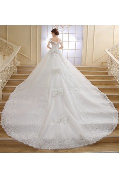 Ball Gown Off-the-Shoulder Lace Crystal Wedding Dresses Bridal Gowns 3030156