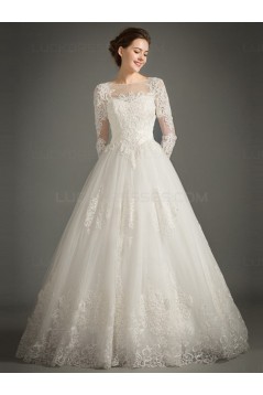 A-Line Long Sleeves Lace Wedding Dresses Bridal Gowns 3030157