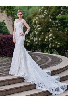 Long Sleeves Lace Open Back Mermaid Wedding Dresses Bridal Gowns 3030162