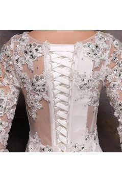 Long Sleeves Crystal Mermaid Lace Wedding Dresses Bridal Gowns 3030165