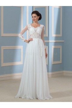 Long Sleeves Lace Chiffon Wedding Dresses Bridal Gowns 3030169