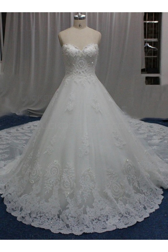 A-Line Sweetheart Lace Wedding Dresses Bridal Gowns 3030171