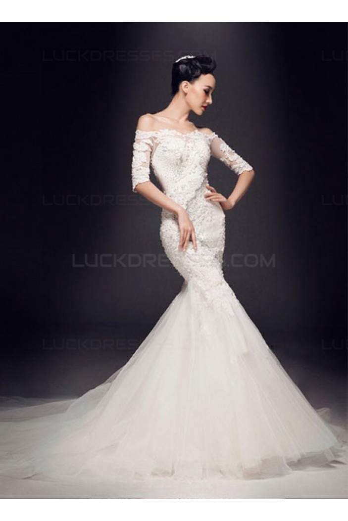 Mermaid Lace Off-the-Shoulder Wedding Dresses Bridal Gowns 3030184