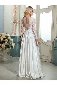 A-Line Sheer Lace Long Sleeves Wedding Dresses Bridal Gowns 3030187
