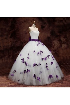 Ball Gown Strapless Purple White Wedding Dresses Bridal Gowns 3030192
