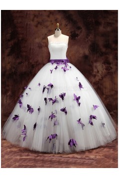 Ball Gown Strapless Purple White Wedding Dresses Bridal Gowns 3030192