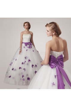 Ball Gown Strapless Purple White Wedding Dresses Bridal Gowns 3030192
