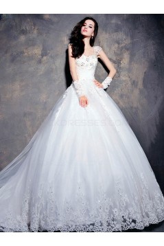 Ball Gown Cap Sleeves Lace Wedding Dresses Bridal Gowns 3030196