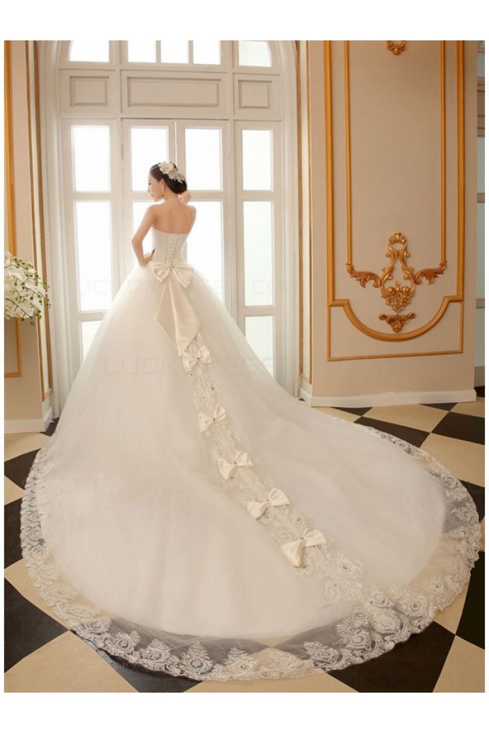 Ball Gown Strapless Lace Crystal Wedding Dresses Bridal Gowns 3030197