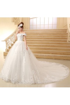 Ball Gown Off-the-Shoulder Lace Crystal Wedding Dresses Bridal Gowns 3030201