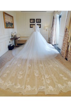 Ball Gown Lace Long Sleeves V-Neck Wedding Dresses Bridal Gowns 3030231
