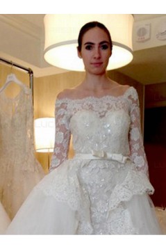 Lace Off-the-Shoulder Long Sleeves Wedding Dresses Bridal Gowns 3030257