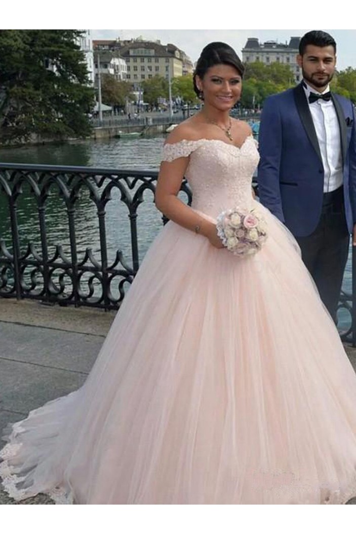 Ball Gown Off-the-Shoulder Lace Tulle Wedding Dresses Bridal Gowns 3030259