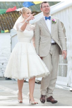 3/4 Length Sleeves Lace Wedding Dresses Bridal Gowns 3030287