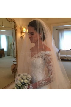 Lace Long Sleeves Off-the-Shoulder V-Neck Mermaid Wedding Dresses Bridal Gowns 3030312