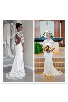 Mermaid 3/4 Length Sleeves Lace Wedding Dresses Bridal Gowns 3030315