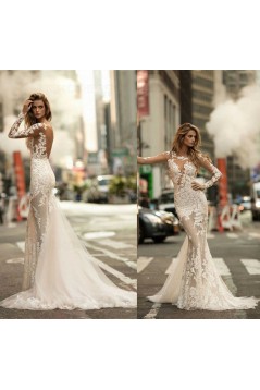 Sexy Mermaid Long Sleeves Lace Sheer Wedding Dresses Bridal Gowns 3030320
